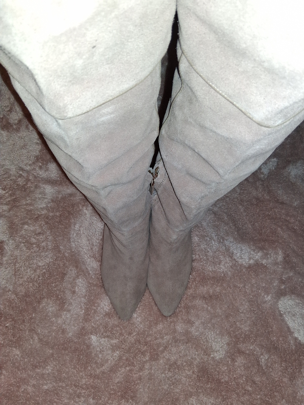 Zara Taupe Over-The-Knee Pointed Soft Suede Wedge Boots/Brand New Without Tags